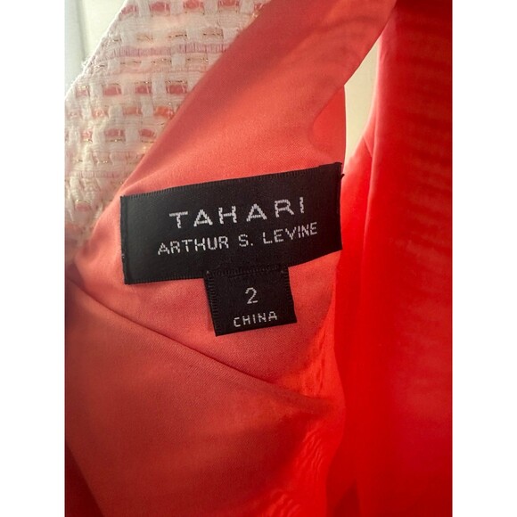 Tahari Women's Stitch Tweed Cut Out Faux Gold Hardware Belt Sheath Dress 2 - Picture 4 of 6